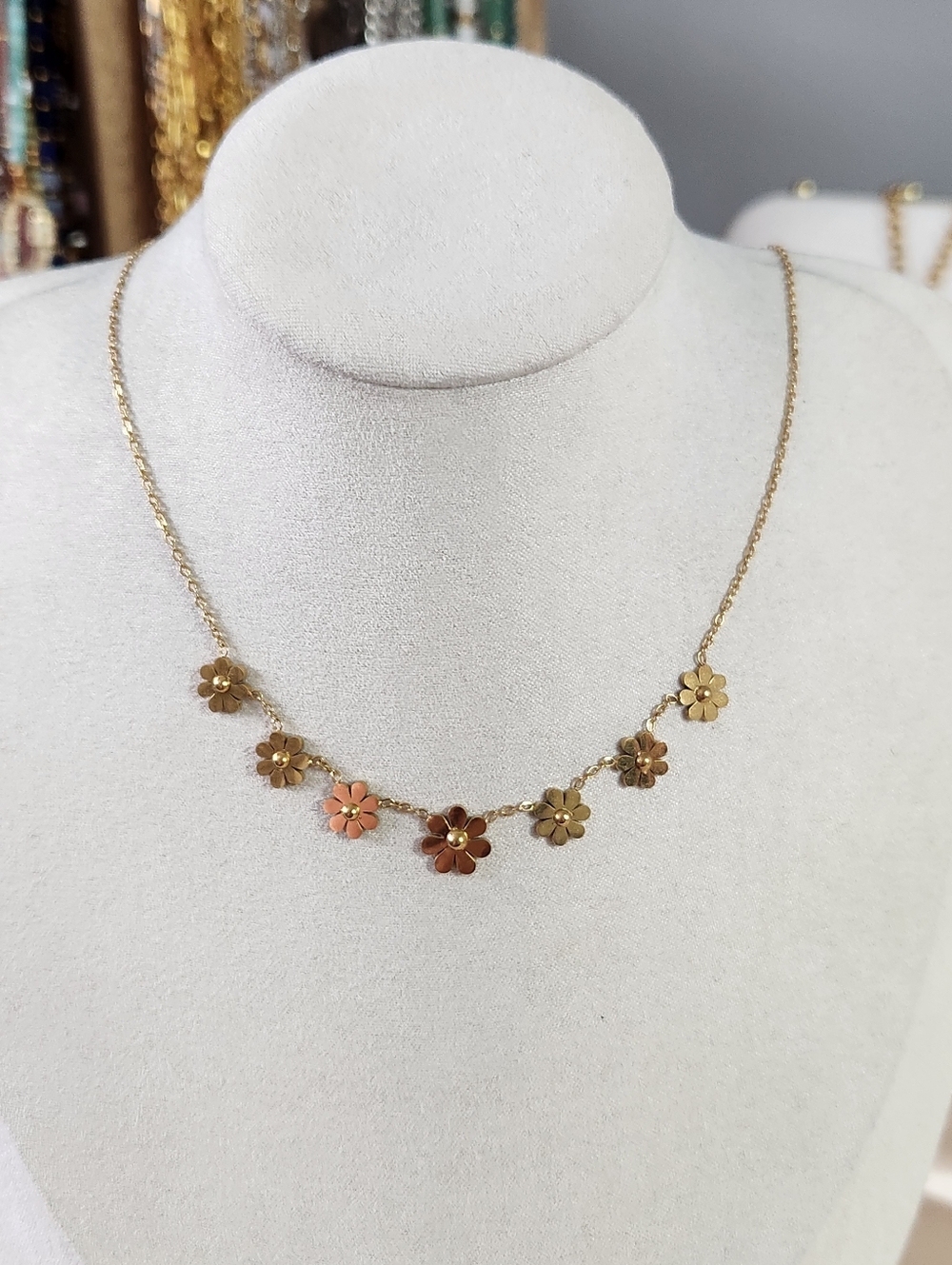 Gold Daisy Stacking Necklace